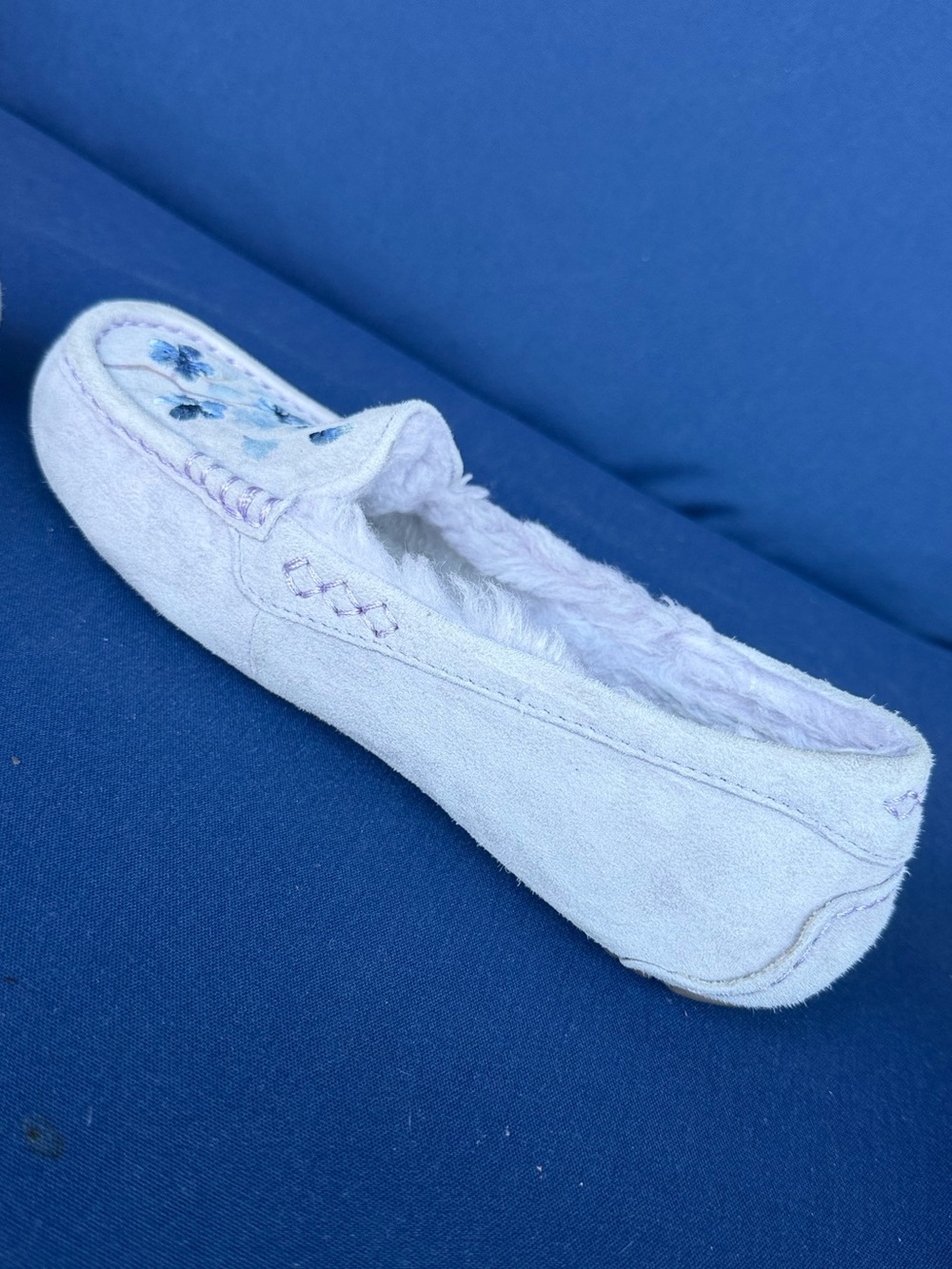 UGG Ansley Blossom Slippers Nightfall Suede Floral Embroidery Womens Size 6 Cozy - Picture 8 of 16
